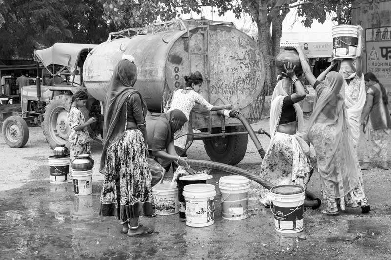 Industry and Violation of Human Right to Water - Drinking water being supplied through tanker by Hindustan Zinc Limited in Bichhadi, Udaipur district, Rajasthan